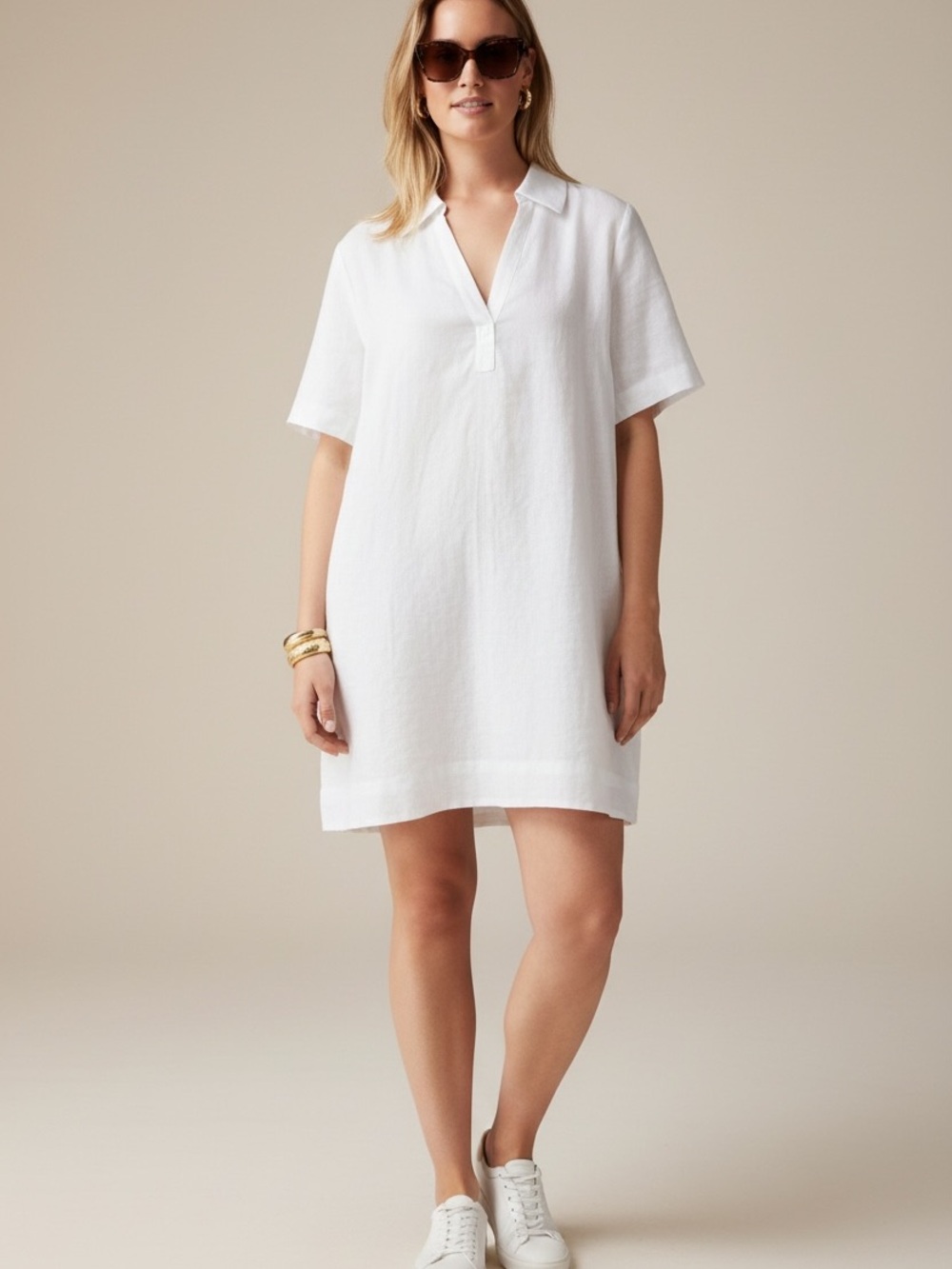 J Crew White Linen Bungalow Popover Dress size L